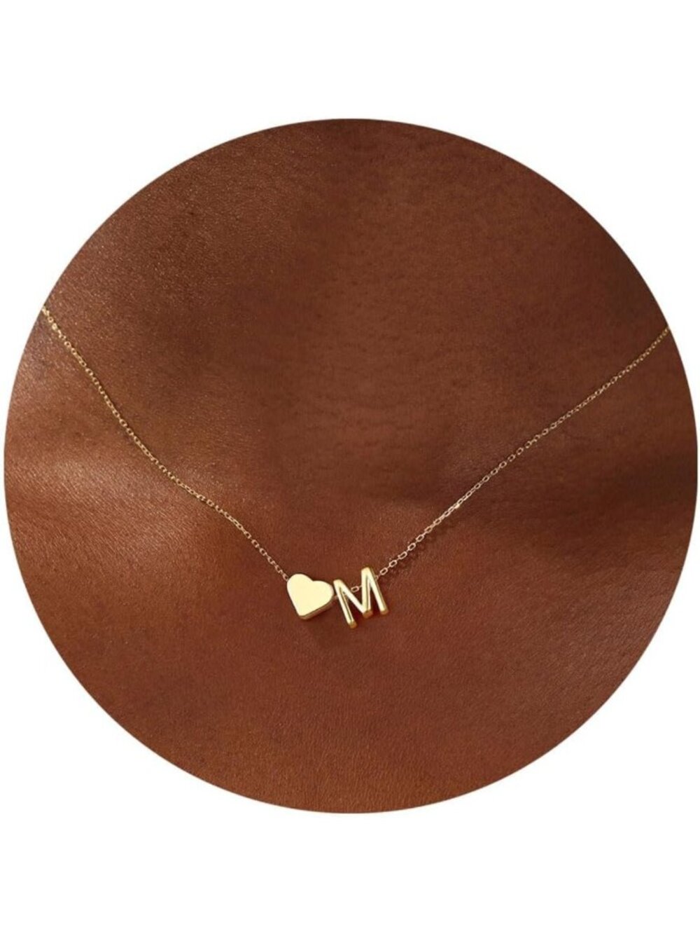 Dainty Heart Initial Necklace - 18K Gold Plated A-Z Pendant for Women & Teens